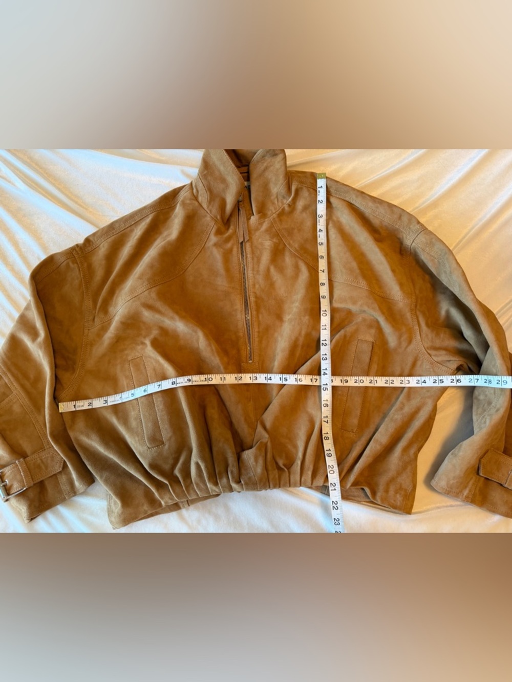 Free People Sonny Suede Pullover jacket 1/2 zip Tan sz S oversized New with tag - Picture 13 of 13